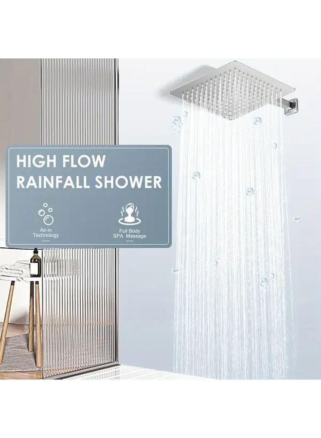 12 Inch Chrome Polished Stainless Steel Rain Shower Head With Silicone Nozzles - Image 4